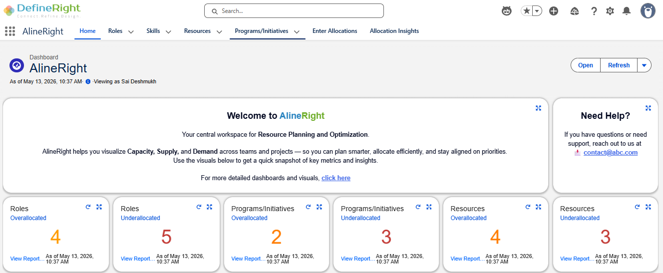DefineRight Resource Management Dashboard